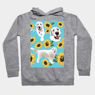 English Cream Golden Retriever Dog and Sunflowers Hoodie